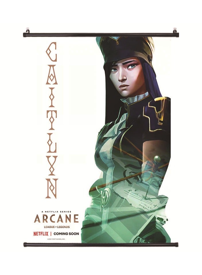 Caitlyn Poster Art Fabric Material League of Legends Arcane Paintings LOL Home Decoration